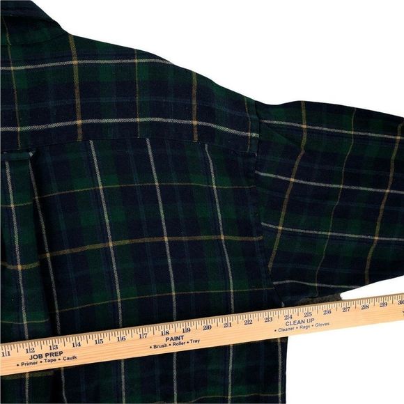 Specialty Collection Mens Button Down Extra Large Blue Green Plaid Shirt Flannel - Picture 8 of 12